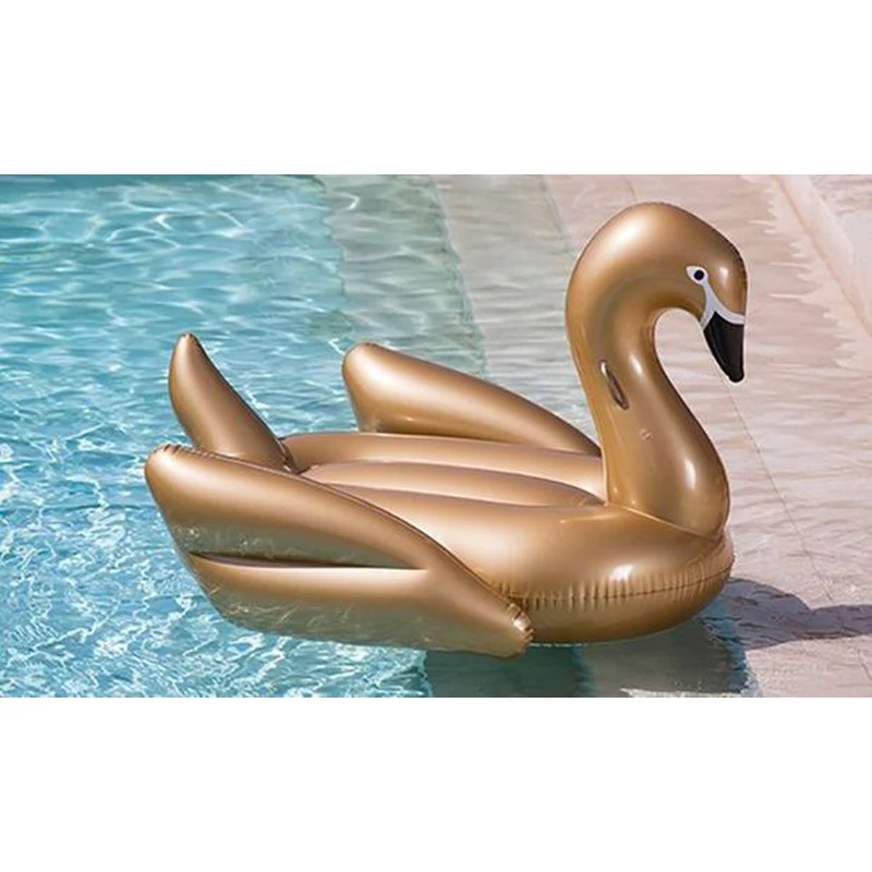 

180cm 71Inches Inflatable Gold Swan Giant Swimming Pool Float For Adult Tube Raft Kid Swim Ring Summer Water Fun Pool Toy