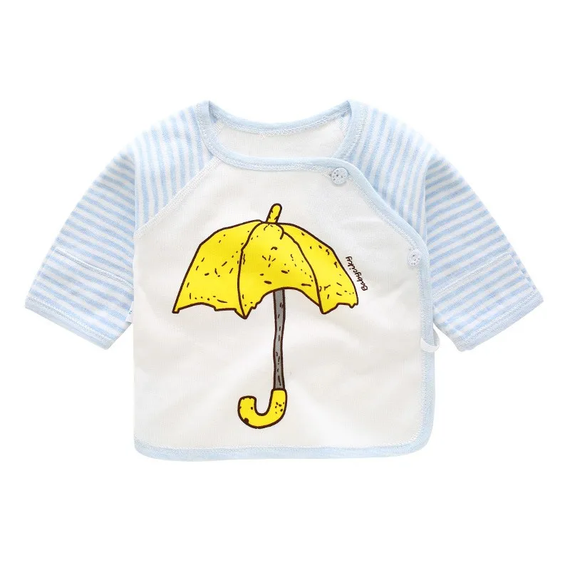 

Baby Infant Cotton Tee Organic Newborn Cartoon Print Side Snap Long Sleeve Mitten Cuff Tops
