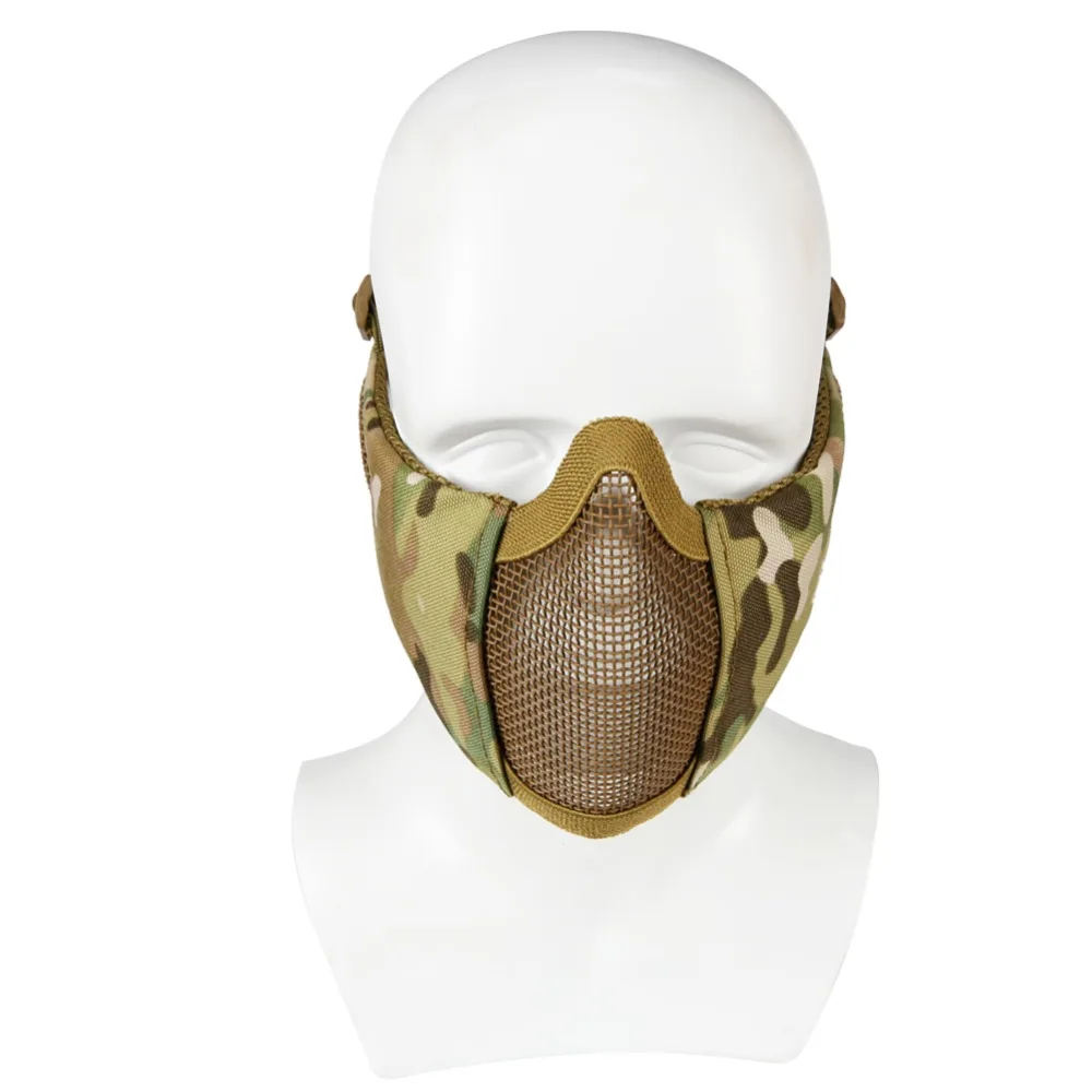 

Airsoft Mask Half Lower Face Metal Steel Net Mesh Mask Hunting Cycling Tactical Protective CS Halloween Party Half Face Mask