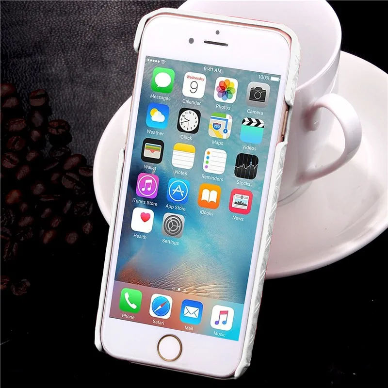 Ultra-thin Luxury Smart Card Grid Royal Bump Men Lady Diamond Business Noble PU Leather PC Back Cover Card Slot Case For Apple iPhone 6 6S  (6)