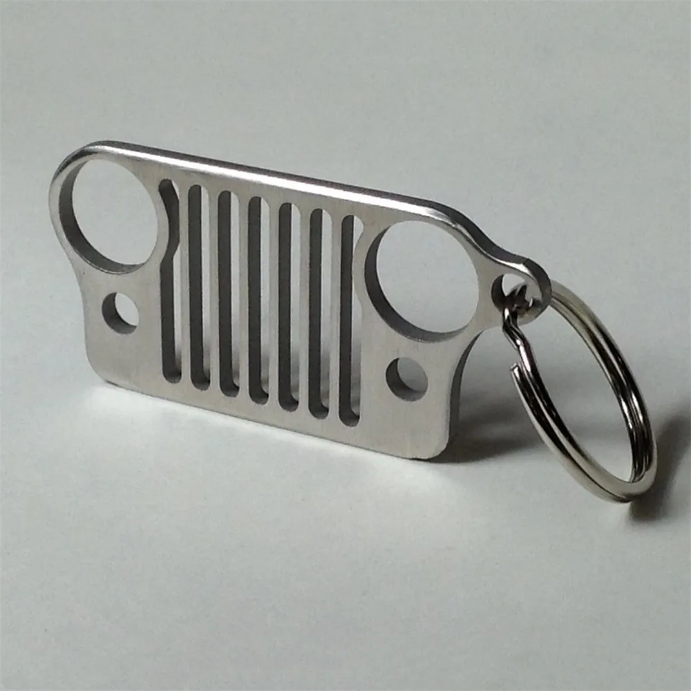 

Newest Stainless Steel Grill Key Chain KeyChain For Jeep Grill Key Ring CJ JK TJ YJ XJ Dropping Shipping