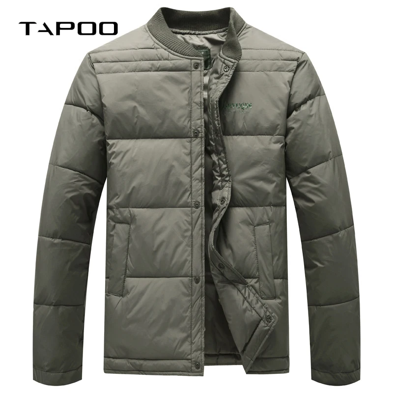Новинка, брендовые зимние мужские пуховики на белом утином пуху, одноцветные, утепленные, со стоячим воротником, толстые, повседневные, ультра легкие, мужские пуховики