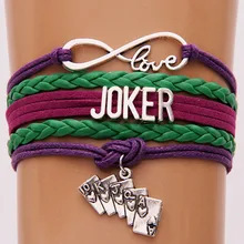 10 шт./лот) Бесконечность любовь браслет с джокером покер сердце очарование Кожа Веревка обернуть браслеты и браслеты ювелирные изделия для женщин мужчин 2 выбрать