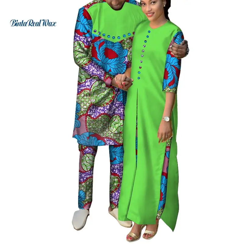 Африканская одежда для женщин Анкара печати Длинные платья мужские рубашки и брюки наборы любовник свитшот для пар африканский дизайн