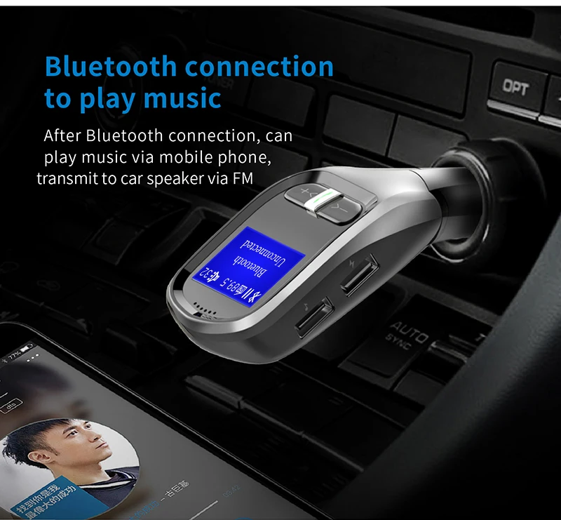 Автомобильный музыкальный плеер с ЖК-дисплеем Bluetooth с картой Micro SD и u-диском, музыкальный адаптер для зарядки автомобиля