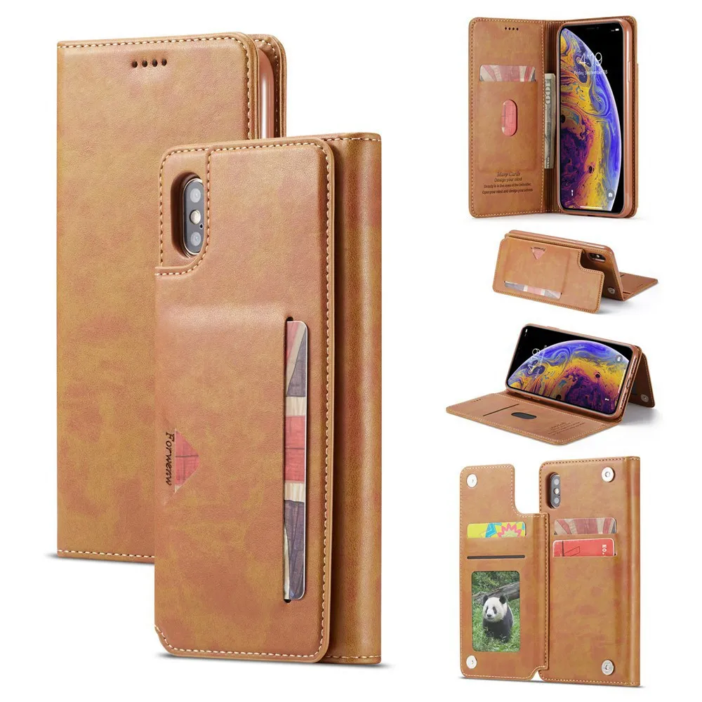 

KISSCASE Luxury Leather Flip Case For iPhone XS MAX XR Multi Card Holder Phone Case For iPhone 6 6s 7 8 Plus X 5 5S SE Cover