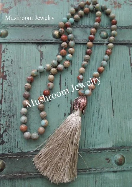 Длинное Бохо шикарное ручной работы опал Африканское ожерелье с бусинами и подвесками