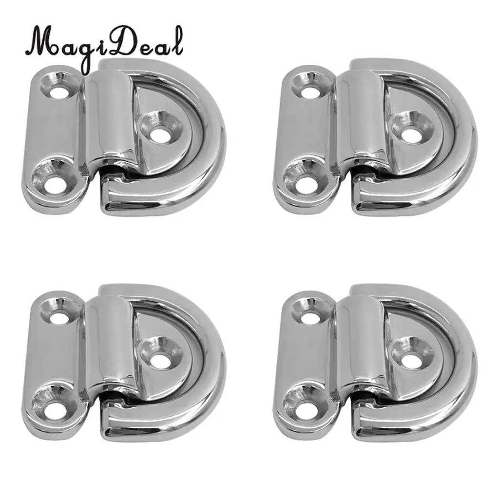 4pcs 316 Stainless Steel Marine Boat Folding Pad Eye for Truck Tie Down Pad Water Sports Rafting Dinghy Yacht Accessories