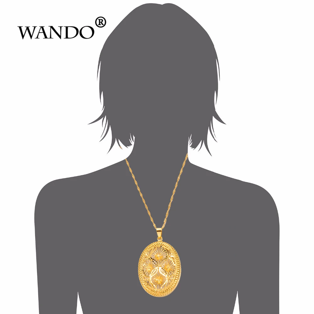WANDO золотистые этнические полые цветы кулон ожерелья для женщин водостойкая