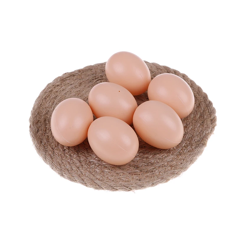 

High Quality 6pcs Hen Poultry Plastic Fake Dummy Egg Chicken Layer Coop Cage For Chicken Duck Geese Hatch Incubation Breeding