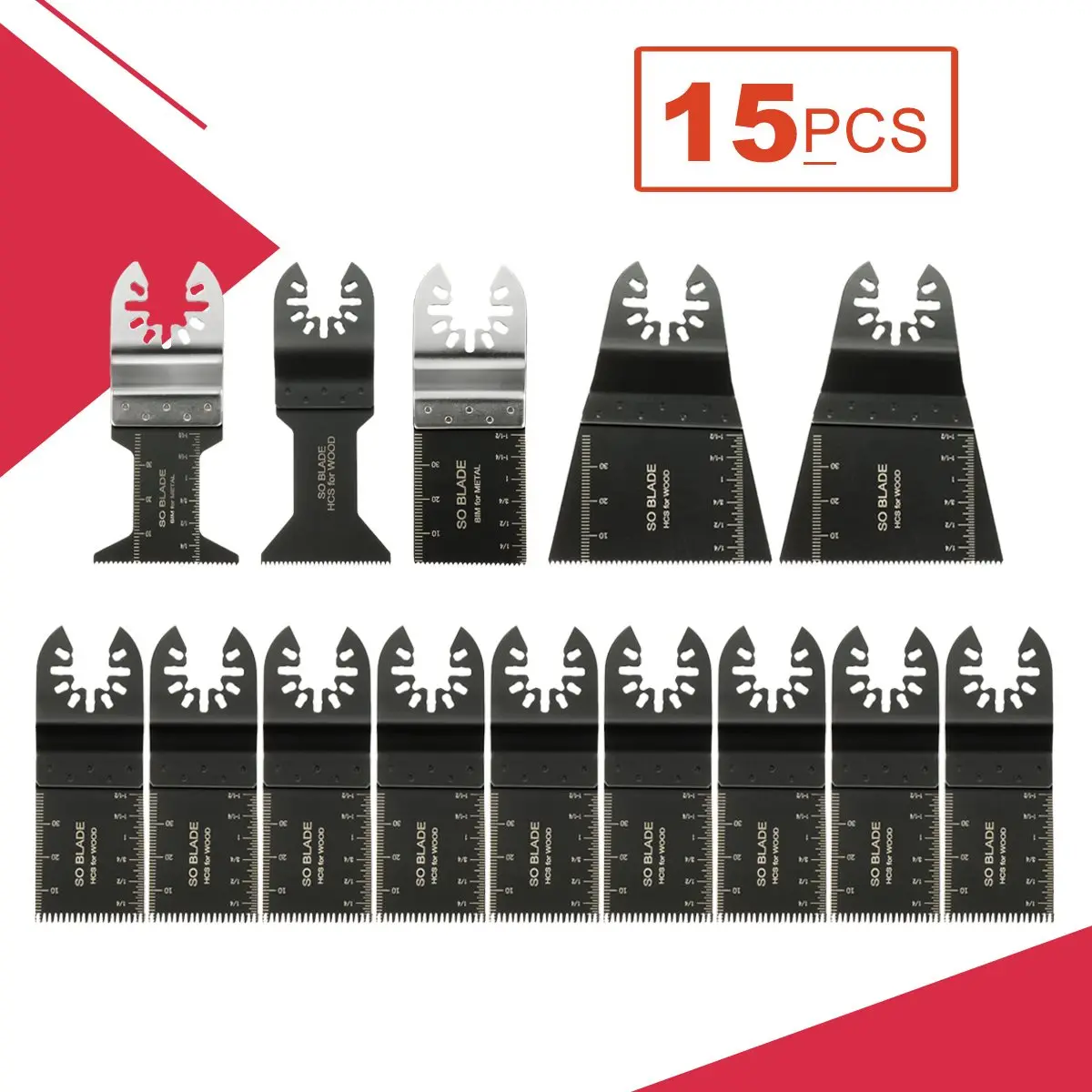

Doersupp Hot Sale 15 Pcs/set Oscillating Multitool HSS Saw Blade Multi Tools Accessories Kit For Renovator Power Tools Home DIY
