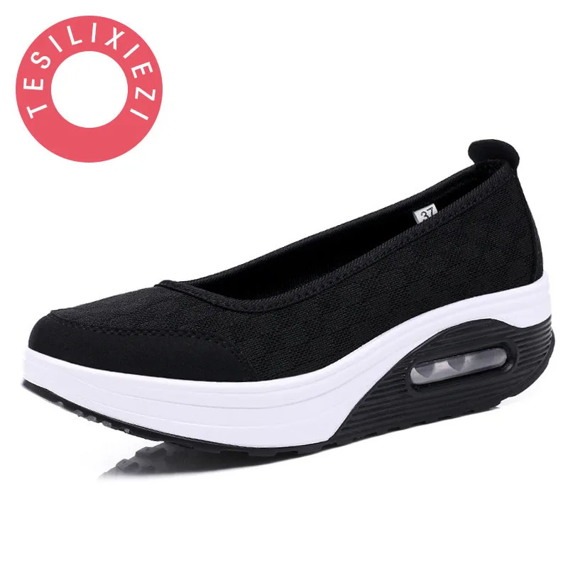 

New Women's Vulcanize Shoes Pure Slimming Soft Comfortable Air Platform Sneakers Casual Fitness Lady Swing Shoes