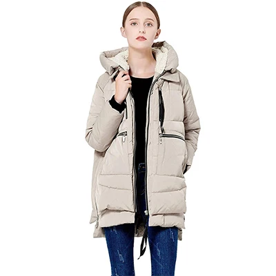 Для женщин зимняя куртка пуховик натуральный меховой воротник Парка на пуху верхняя одежда толстая теплая зимняя одежда Мода утка вниз куртка - Цвет: beige