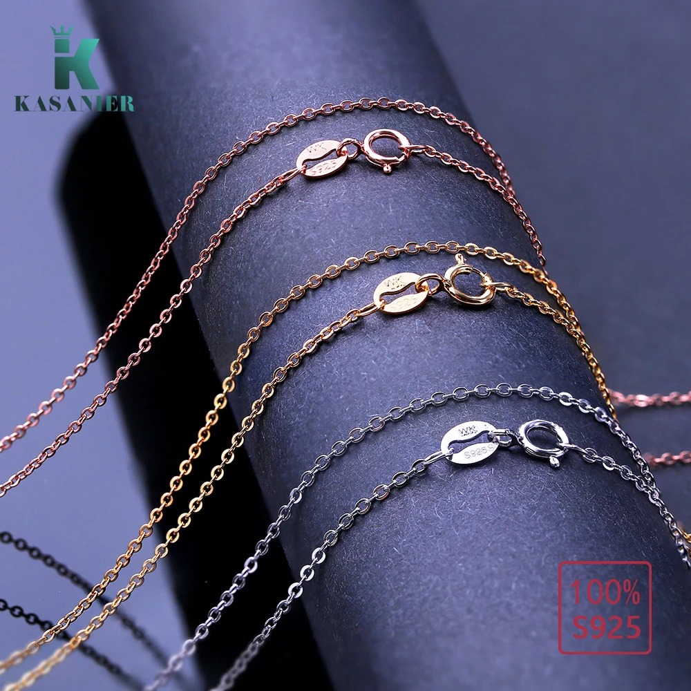 

KASANIER 5pcs S925 Sterling Silver Thin Link Necklace 0.9MM/1.0MM/1.1MM Wide Fine Jewelry For Girl Woman Jewelry