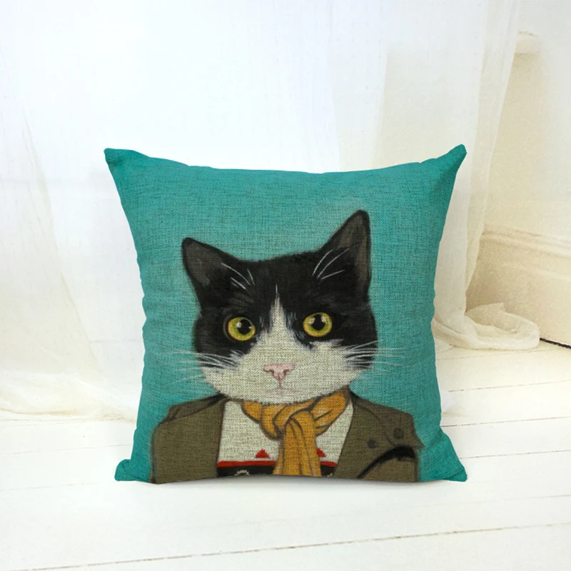 القط المخدة غطاء وسادة مربع الشكل وسادة غطاء ل كنبة مكتب المنزل صائق