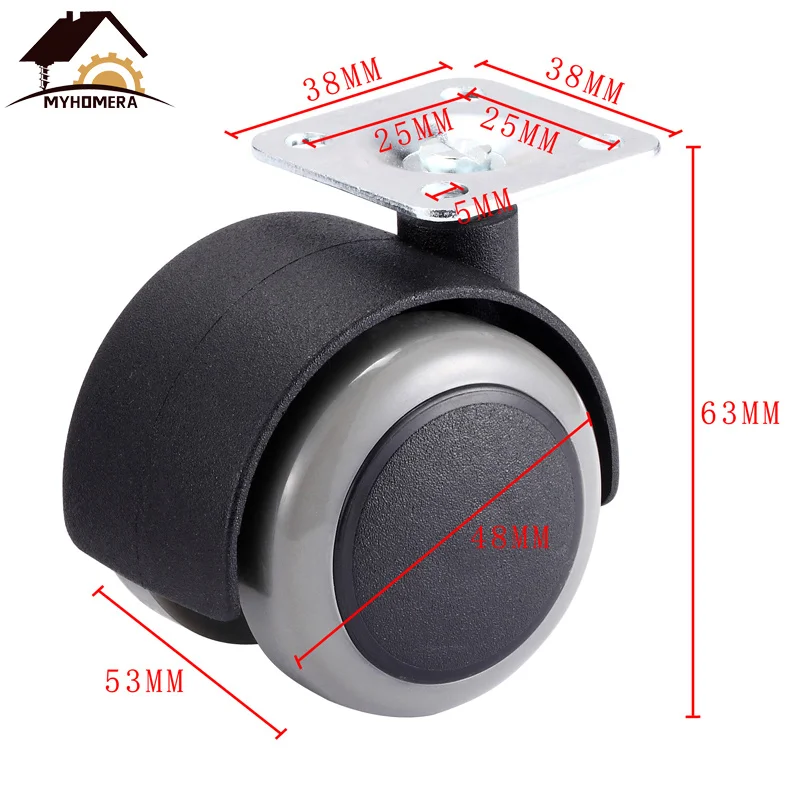 Universal Mute Cadeira Rodízio Roda, Heavy Duty,