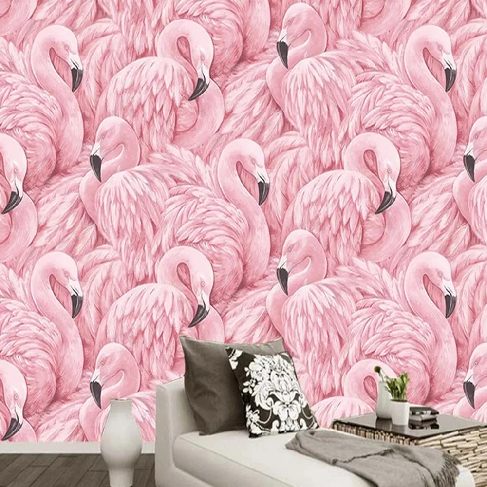 Flamingos Bird Animal Wallpaper Murals for Living Room Home Wall Decor