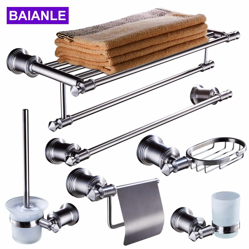 Stainless Steel Bathroom Toilet Brushes Holder Wall Hanger Storage Shelf Chrome