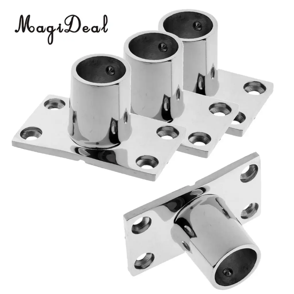 4x Marine Boat Hand Rail Fitting 90 Deg 7/8' Stanchion Base Marine Stainless Steel for  Kayak Canoe Boat Dinghy Accessories