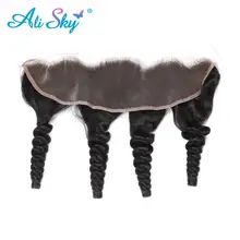 Ali Sky Brazilian nonremy Hair 1 piece Loose Wave Lace Frontal Closure ear to ear Human