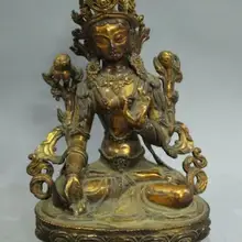 S02338 " Китайский Буддизм Бронзовый Сиденья Цветок Лотоса Белая Тара Будда Статуя Богини