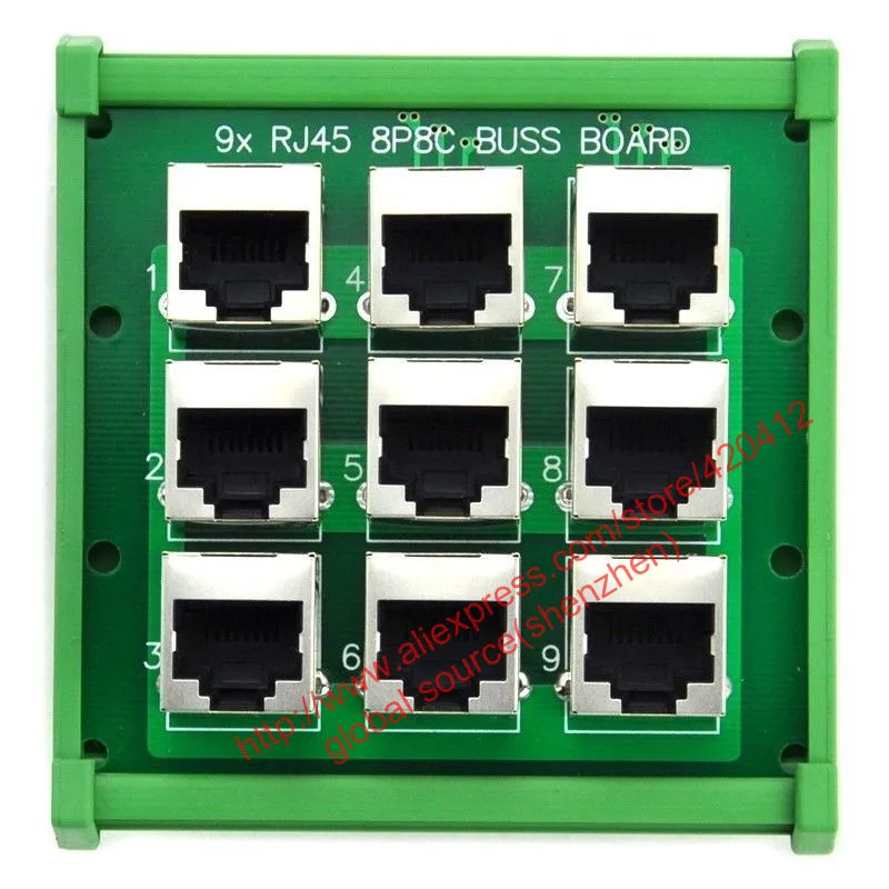 RJ45 8P8C коммутационная плата 9-Way с монтажной ножкой на din-рейку и монтажной ножкой панели