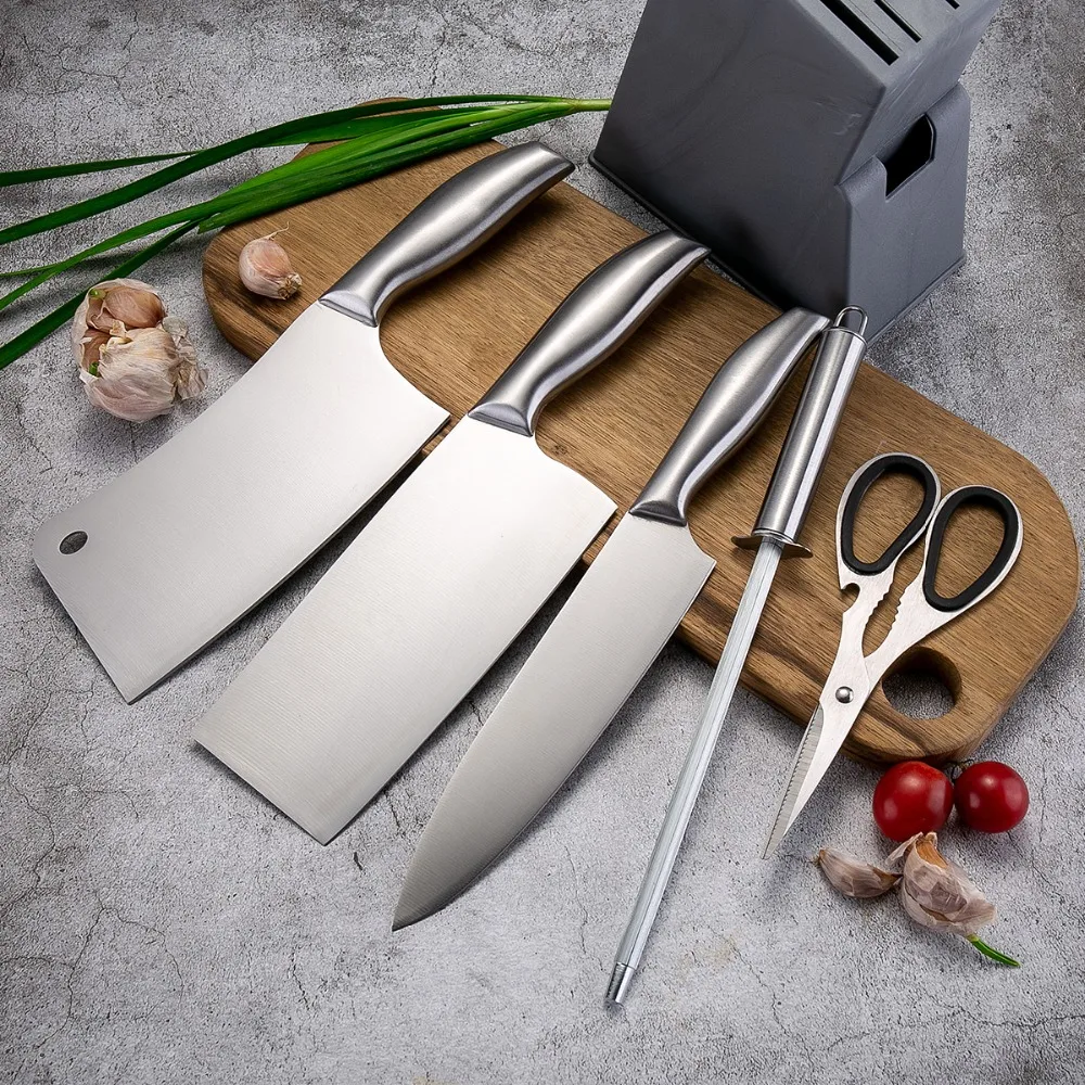  DAOMACHEN 5Pcs Stainless Steel Kitchen Knives Set Wooden Handle Bread Chef Knives Slicing Utility P - 33000843783