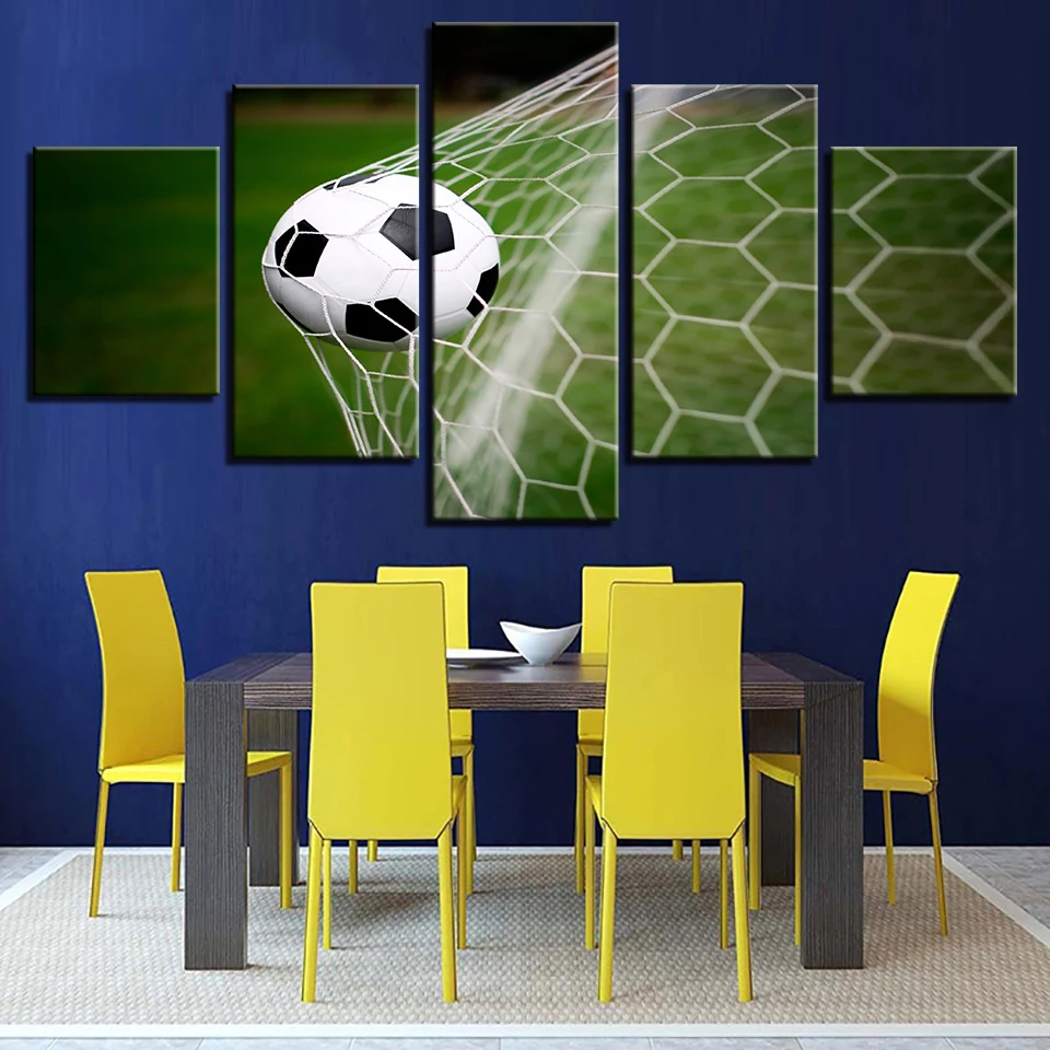 #*Cheap Framework Home Decoration Canvas Wall Art Painting Modern Nordic HD Print Poster 5 Panel Sports Art Football Landscape Pictures