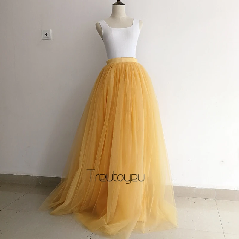 

[Custom Made] 7 Layers 110cm Long Tulle Skirt Pleated Skirts Womens Wedding Bridal Bridesmaid Skirt Lolita Petticoat faldas saia