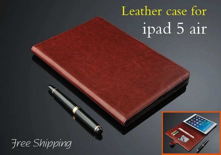 High quality leather cover for Apple ipad 5 air case luxury wallets Flip leather case with stand
