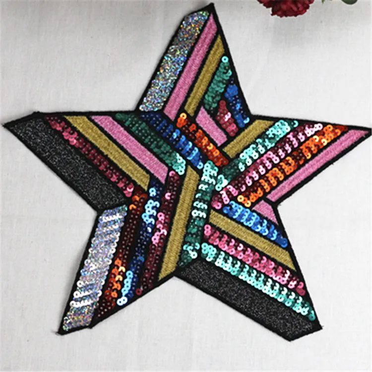 Mix пятиконечная звезда цвет блесток вышитые патчи для одежды знак пришиван на одежде, одежда с аппликацией
