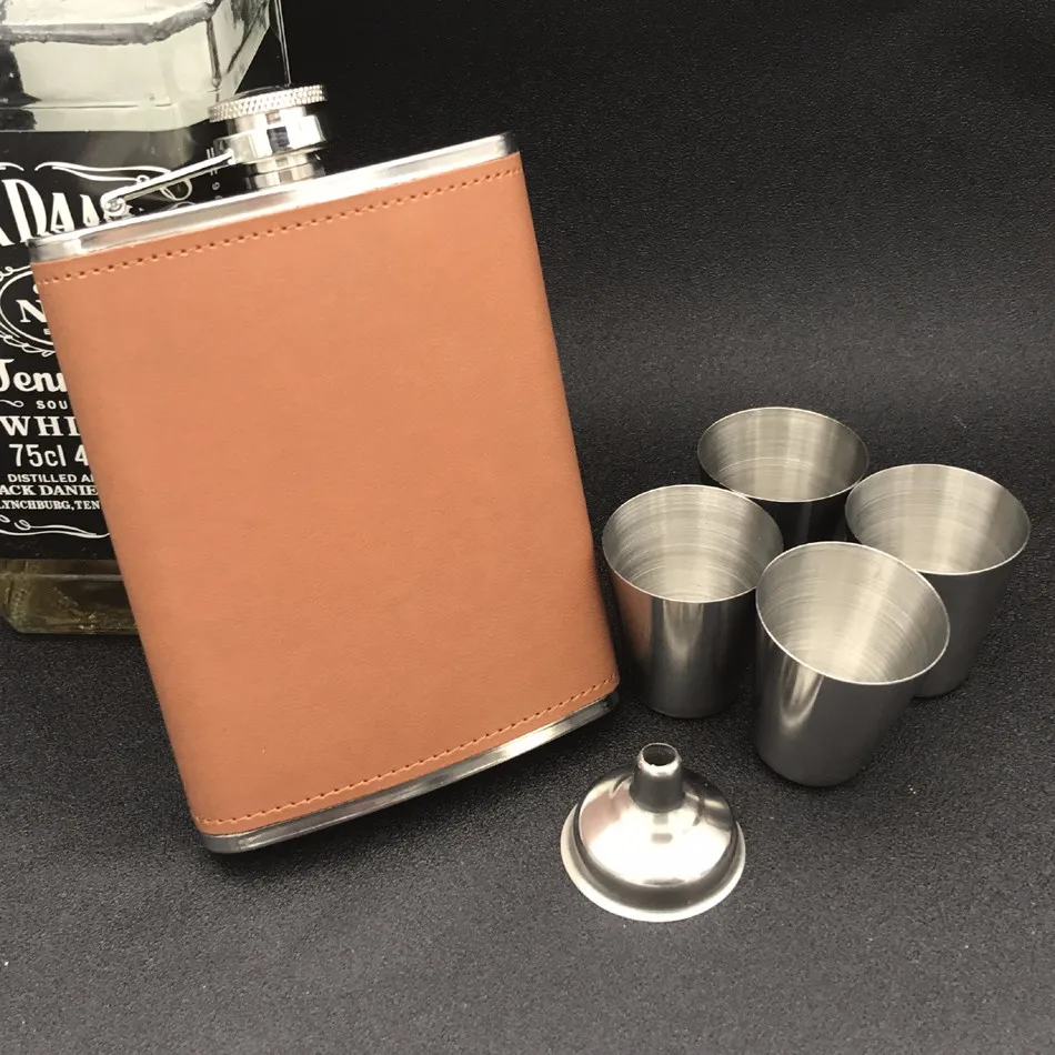 Personalised stainless steel hip flask 8oz with 4 cups and funnel set ,Free engraved , any message or Name engraved free