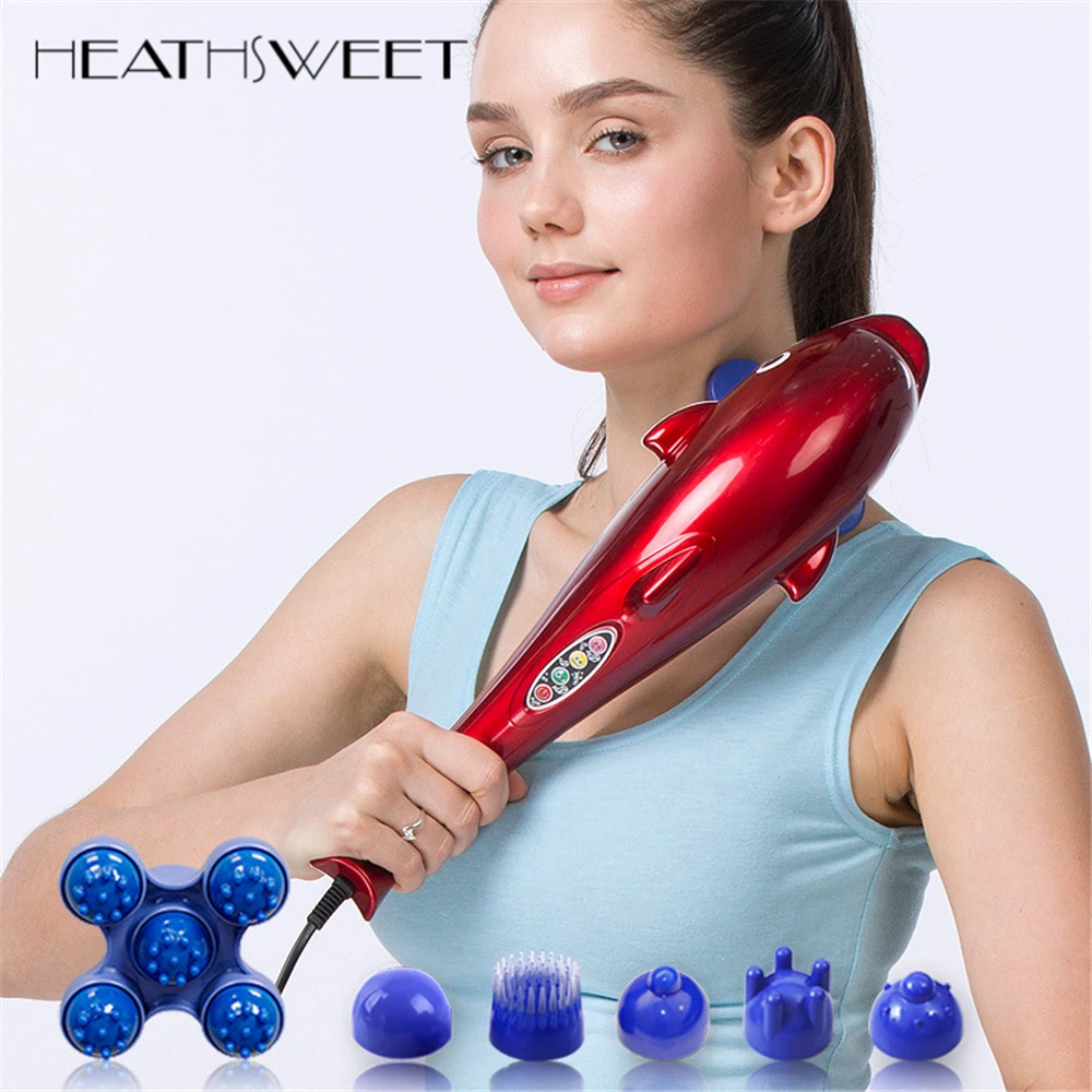 Healthsweet Electric Dolphin Massager Stick Back Massage Hammer Vibration Infrared Body Roller Cervical Vertebra Massager Device