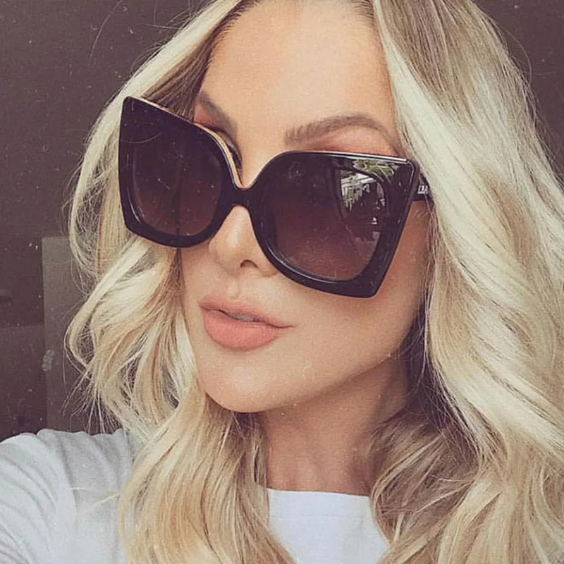 

Fashion Vintage Oversized Cat Eye Sunglasses Women Brand Designer Metal Arc Square Sun Glasses For Female Cat Eye Shades UV400