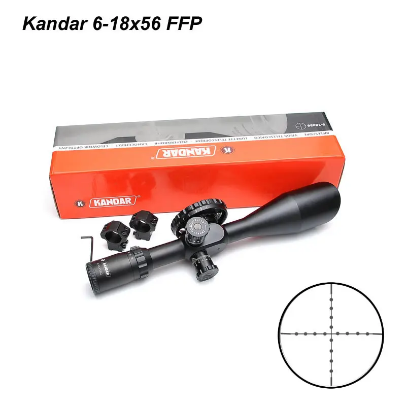 Kandar 6-18x56 FFP первый фокус Плоскостные оптические прицелы конкурентоспособная цена 30 мм диаметр трубки охотничий прицел для снайпера