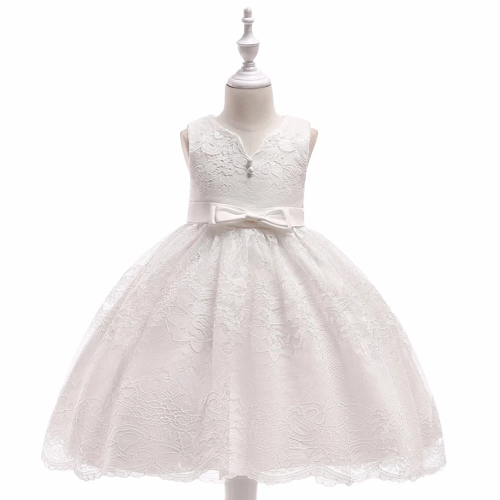 Новый O шеи Кружева Шампанское для девочек в цветочек платья Детские платья для свадьбы маленькой платья