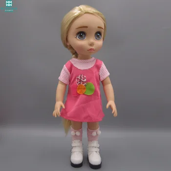 Günstig Kleidung Für Puppen Gestreiften Kleid Socken Stiefel Lederschuhe Passt 40 Cm Salon Puppen Zubehör