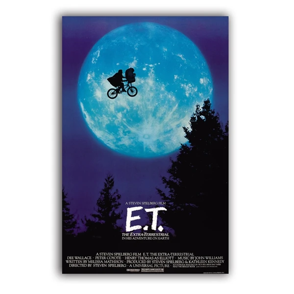 E. Экстра-наземный UFO фильм плакат художественная печать, фильм плакат ET холст картина настенная картина художественный декор - Цвет: Белый