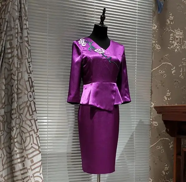 Китайский стиль роскошные женские юбки ручной работы костюм блейзеры костюмы весна новые дизайнерские элегантные офисные женские костюмы фиолетовый