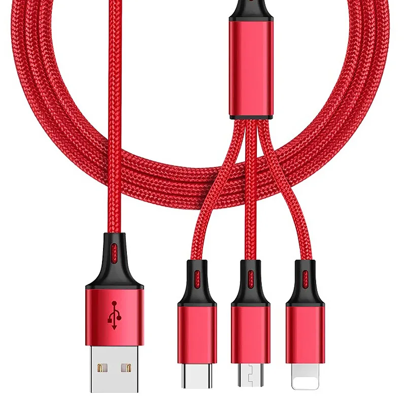 3 в 1 USB кабель для мобильного телефона Micro usb type C кабель зарядного устройства для Android iPhone зарядный кабель Micro USB шнур зарядного устройства