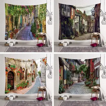 

European Town Wall hanging Tapestry Yoga Mat Blanket Sleeping pad Tapestry 150x200cm Boho wall Tapestry yoga Carpet