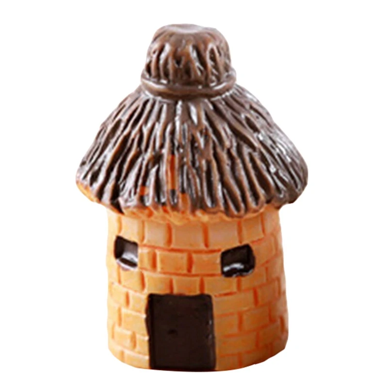 

1 pcs Village House Figure Cottage Decor Mini Fairy Garden Cartoon Micro Landscape Fish Tank Animals Statue Resin Craft