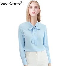 

SPARSHINE 2018 Female Chiffon Shirt Blue White Blouse Women Blusas Tops Blusa Feminina Camisa Ladies Blouse