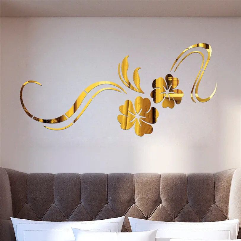 Plant 3D Acrylic Mirror Wall Stickers DIY Art Wall Decor Stickers Home Decor Living Room Mirrored Decorative Sticker 50MC25 (3)