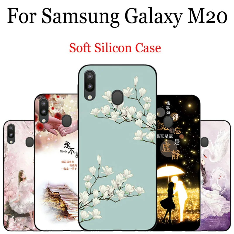 Lovely Painted Cartoon Shell Back Cover For Samsung Galaxy M20 Soft Silicone Phone Case GalaxyM20 M205F Cases | Мобильные телефоны