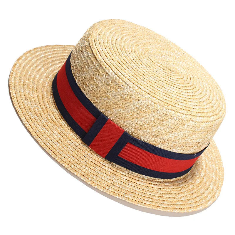 6pcs Fashion Women Wheat Straw Boater Hats Nature Handmade Straw Hat