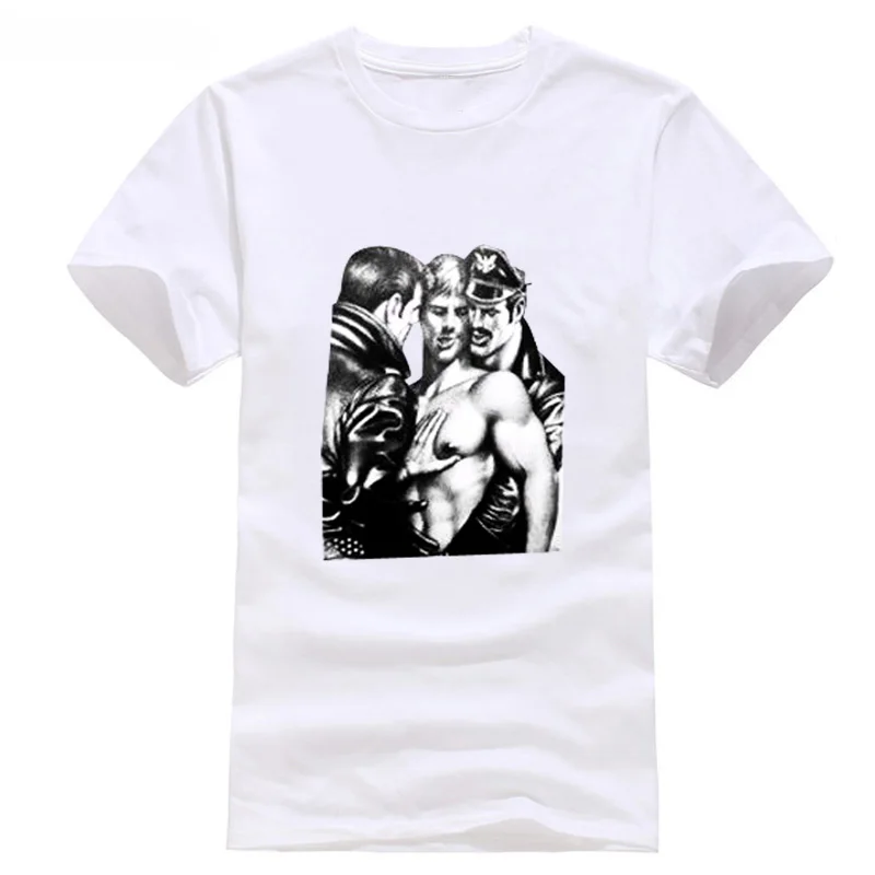 Kaufen Tom von Finnland Homosexuell Leder Fetisch Homoerotic Kunst Muscle männer T Shirt Stolz Hemd Fashiont Shirt Freies Verschiffen Modric