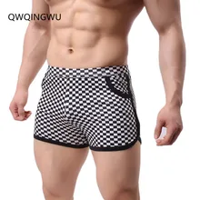 Популярные мужские повседневные шорты, мужские хлопковые свободные мужские шорты, клетчатые мужские сексуальные пляжные шорты с двумя карманами