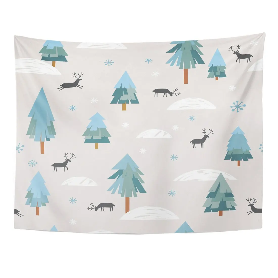 Woodland Christmas Pattern Animal Deer Cute December Home Decor Wall Hanging Tapestry |