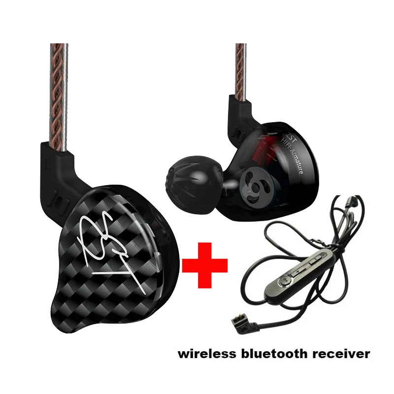 KZ ZST гибридные наушники HiFi Bluetooth с микрофоном проводные басами 2 кабеля арматура